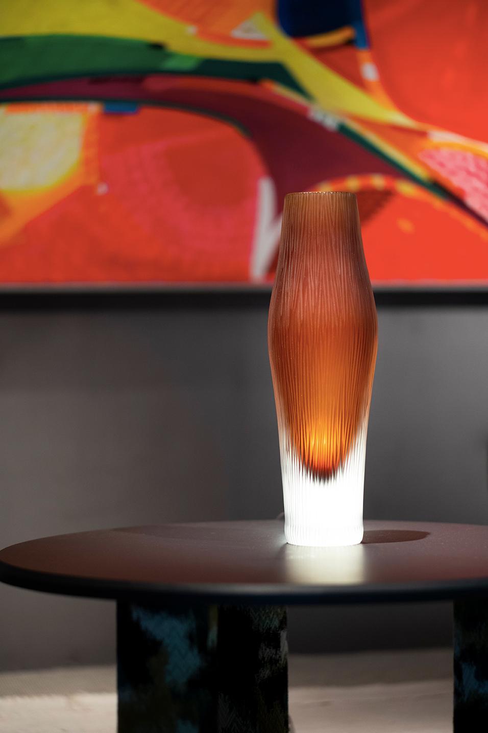 Ludovica+Roberto Palomba Laguna Puparin-Vase aus Muranoglas Topas, 21. Jahrhundert (Handgefertigt) im Angebot