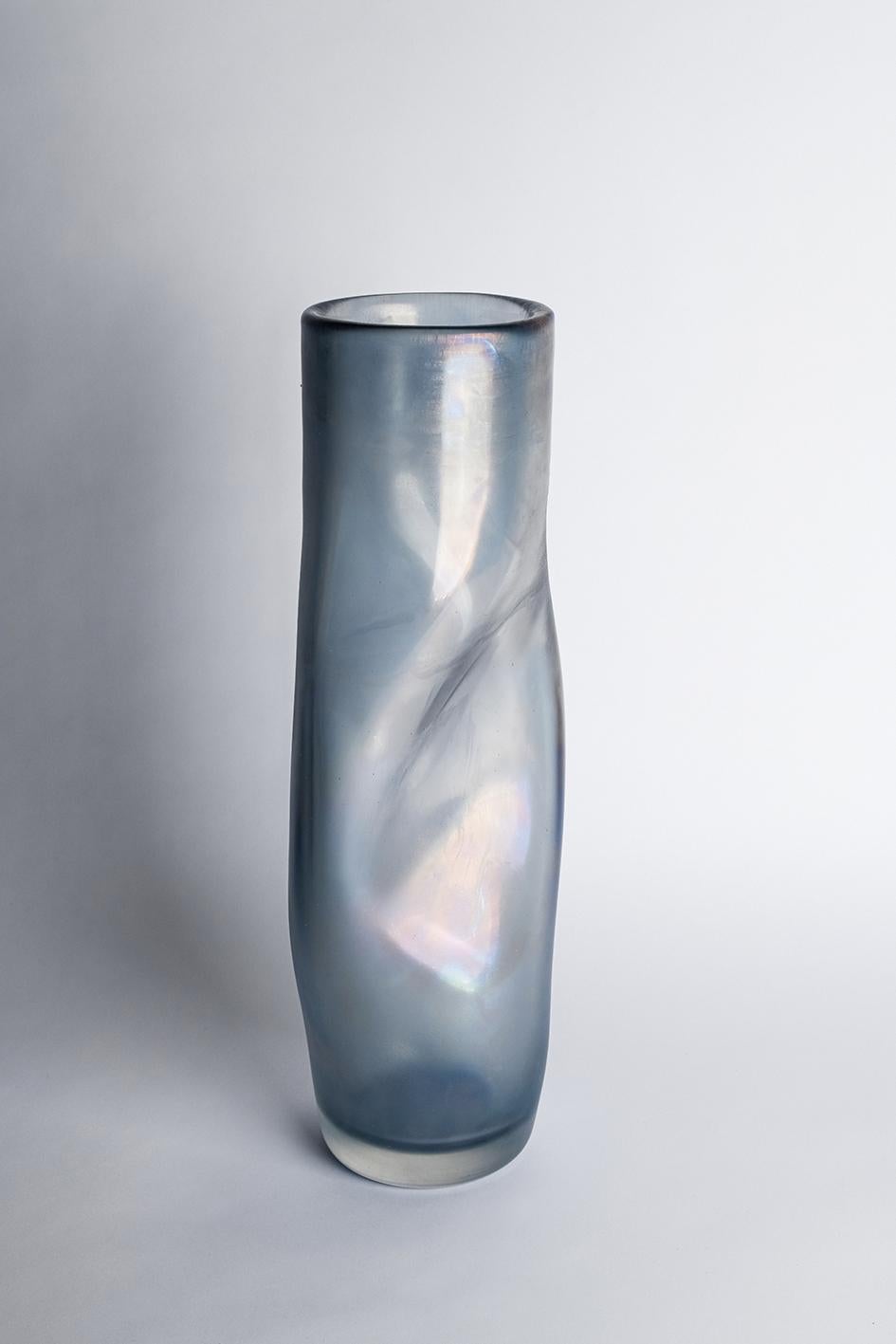 Italian 21st Century Ludovica+Roberto Palomba Laguna Rio Vase Murano Glass Deep Blue For Sale