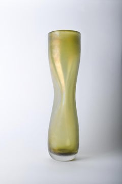 21st Century Ludovica+Roberto Palomba Laguna Rio Vase Murano Glass Moss Green