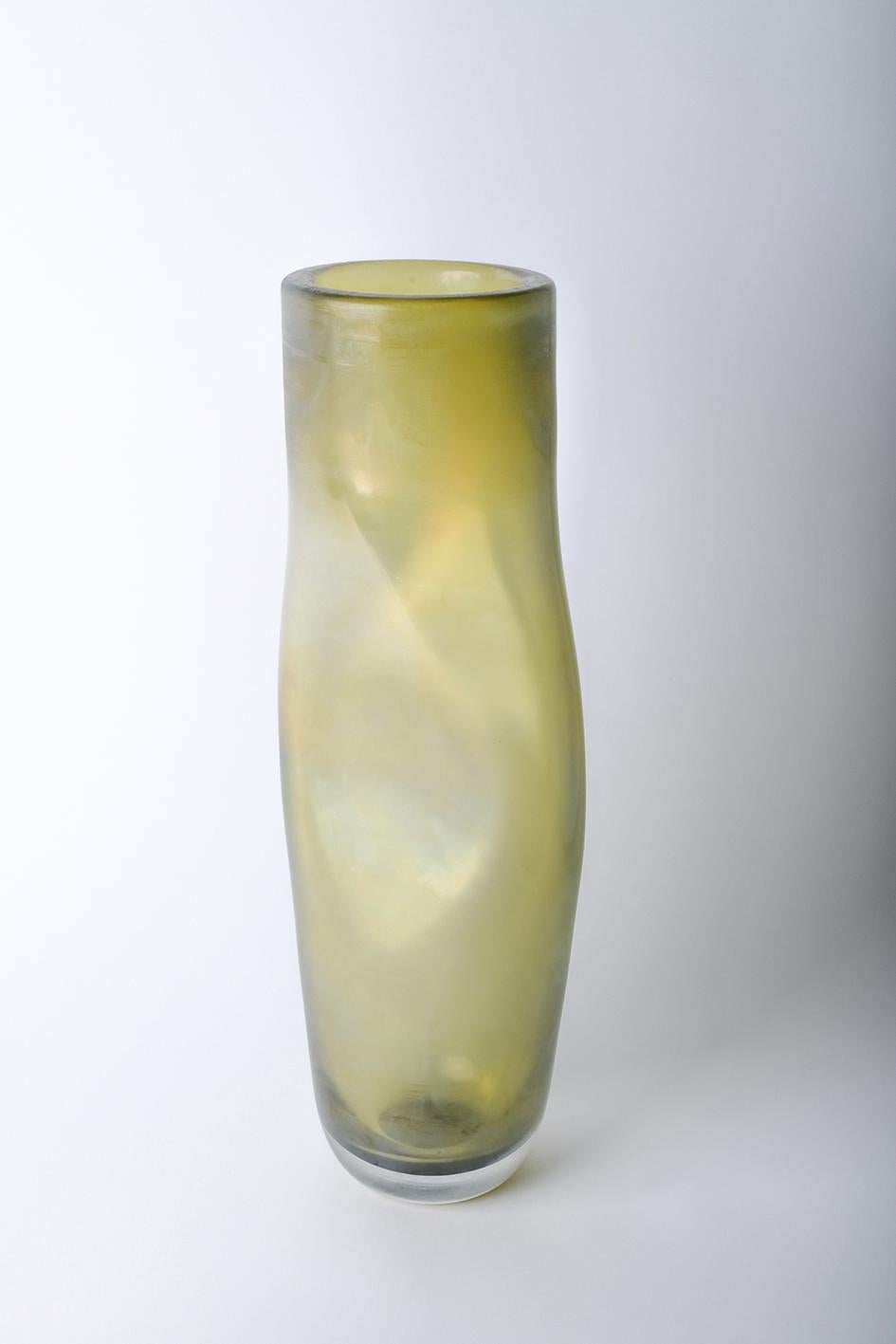 Modern 21st Century Ludovica+Roberto Palomba Laguna Rio Vase Murano Glass Moss Green For Sale