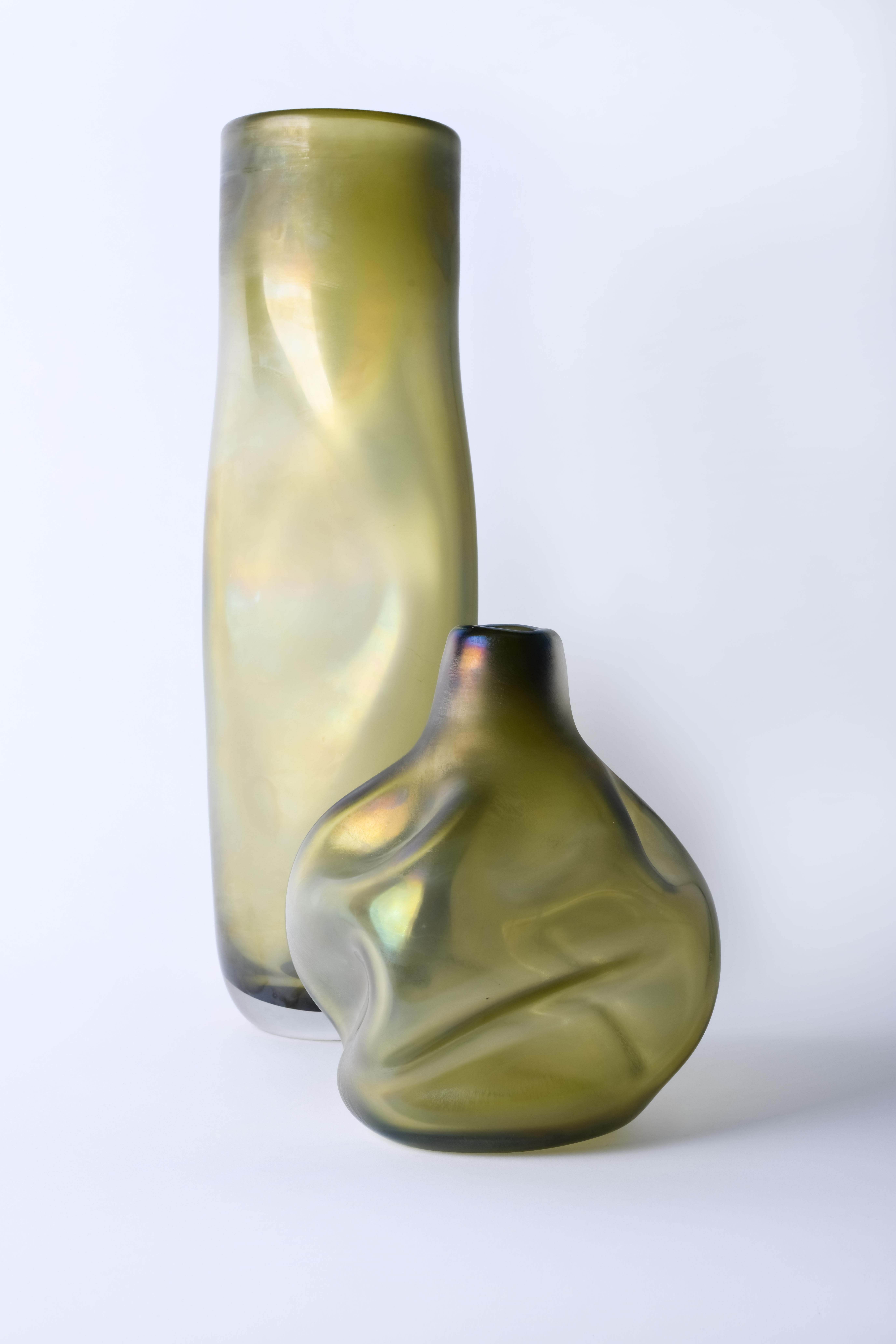 Contemporary 21st Century Ludovica+Roberto Palomba Laguna Rio Vase Murano Glass Moss Green For Sale
