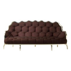 LUI 6 Solid Wood Sofa with Brown Fabric