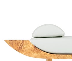 21st Century Lunabed, Daybed in Olive Burl and Leather, Made in Italy