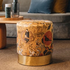 21st Century Lune C Stool, in COM and Polished Brass, by Duistt