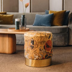 21st Century Lune C Stool, in COM and Polished Brass, by Duistt