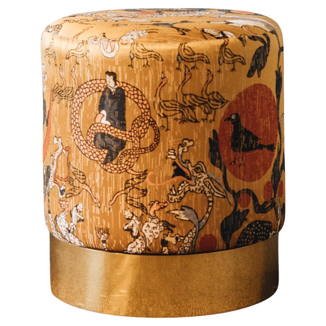 21st Century Lune C Stool, in COM and Polished Brass, by Duistt For Sale