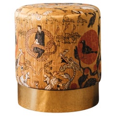 21st Century Lune C Stool, in COM and Polished Brass, by Duistt 21st Century Lune C Stool, in COM and Polished Brass, by Duistt