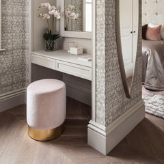 21st Century Lune C Stool, Velvet Upholstery and Polished Brass, by Duistt