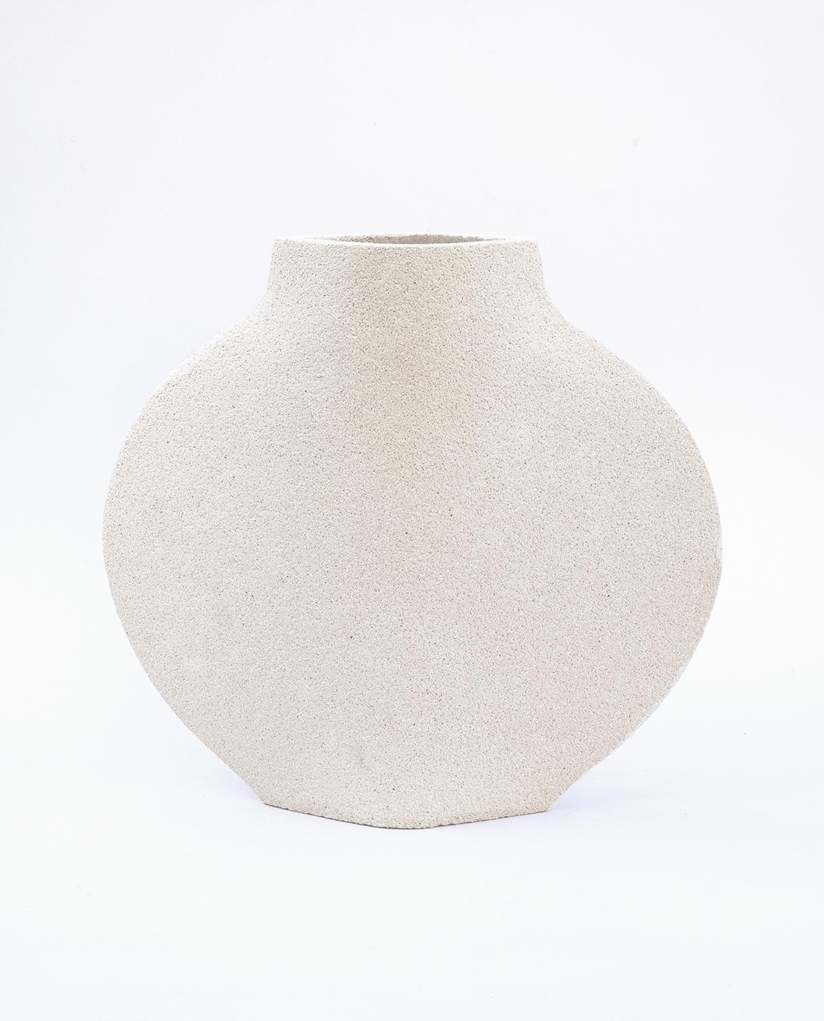 European 21st Century Lune 'M' Dots Vase in Ceramic, Hand-Crafted in France For Sale