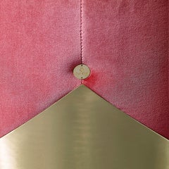 21st Century Lune V Stool, in Cotton Velvet and Polished Brass, by Duistt