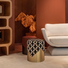 21st Century Lune V Stool, in Cotton Velvet and Polished Brass, by Duistt
