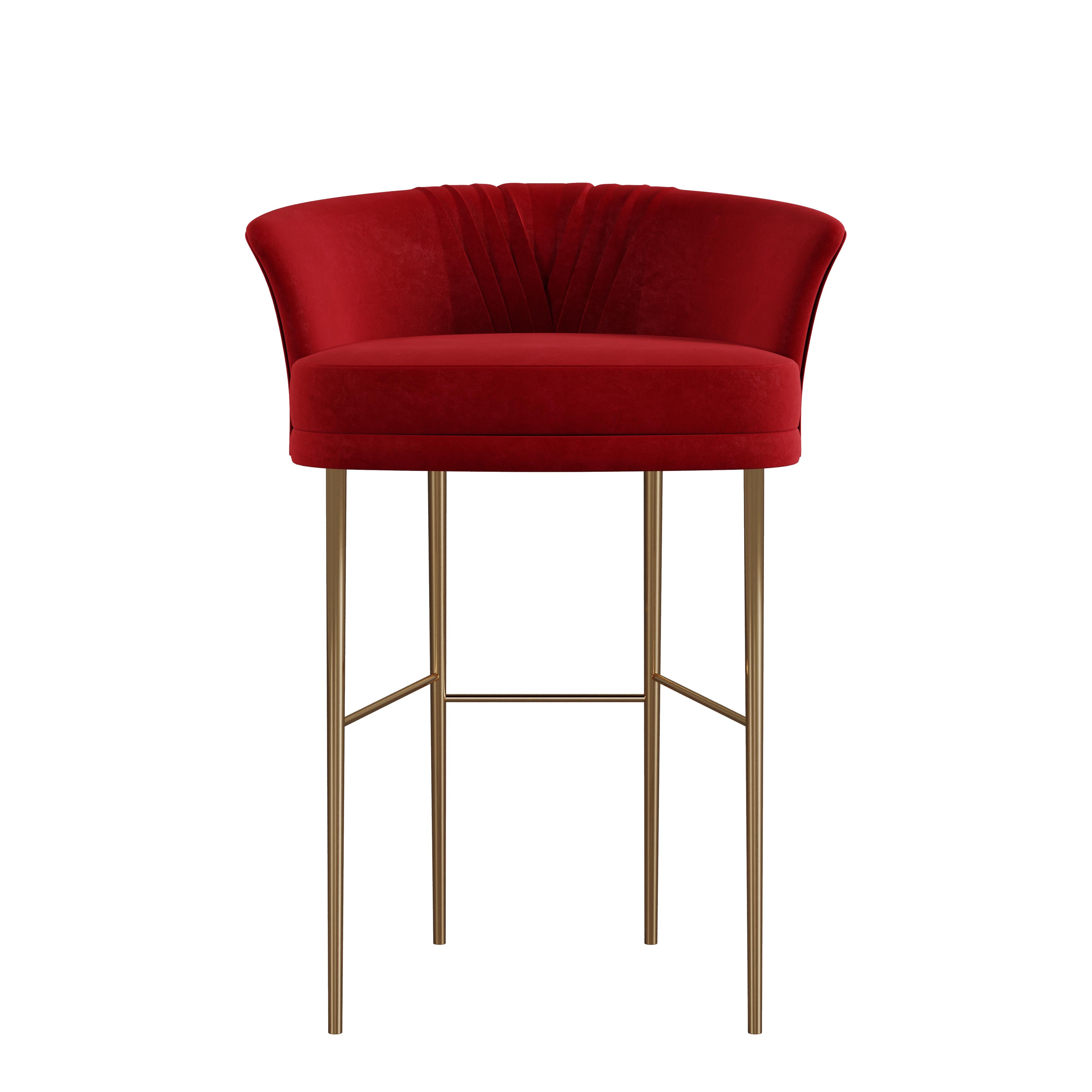 21st Century Lupino Bar Chair Cotton Velvet Steel Made in Portugal by Ottiu For Sale 2
