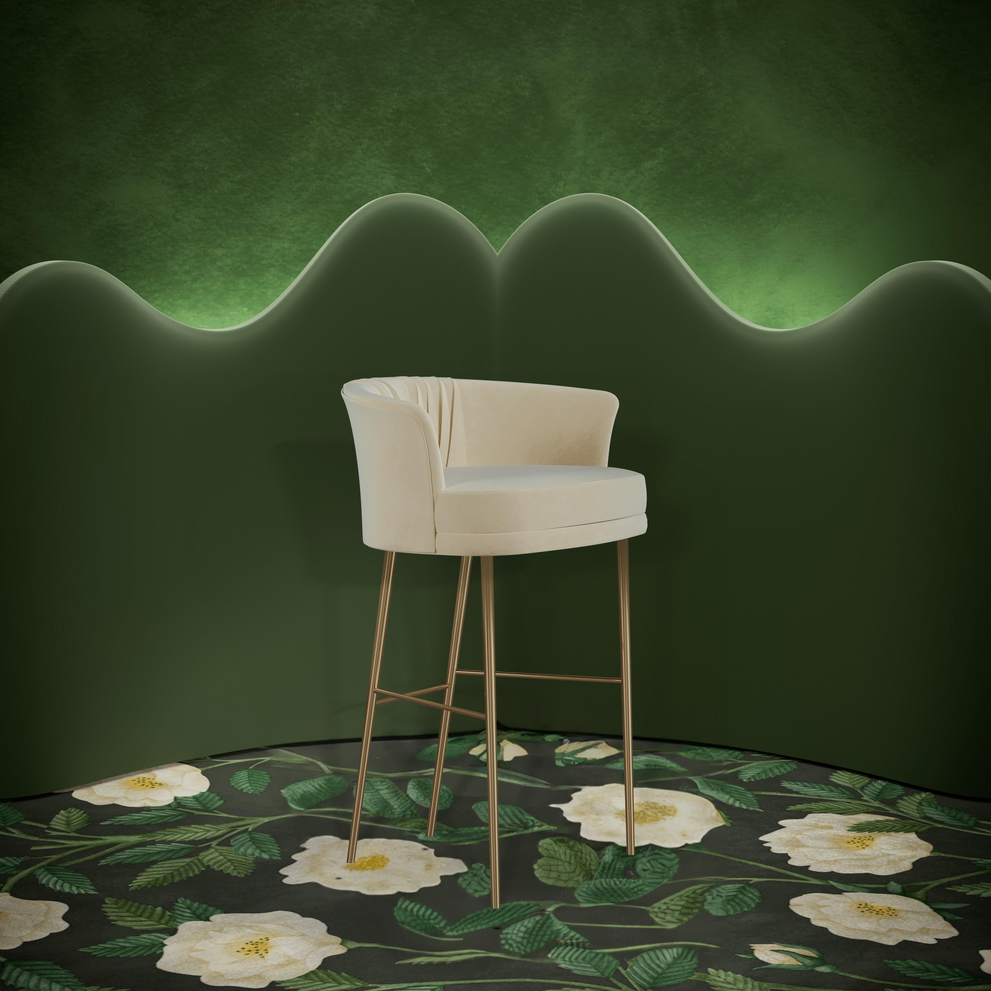 21st Century Lupino Bar Chair Cotton Velvet Steel Made in Portugal by Ottiu For Sale 3