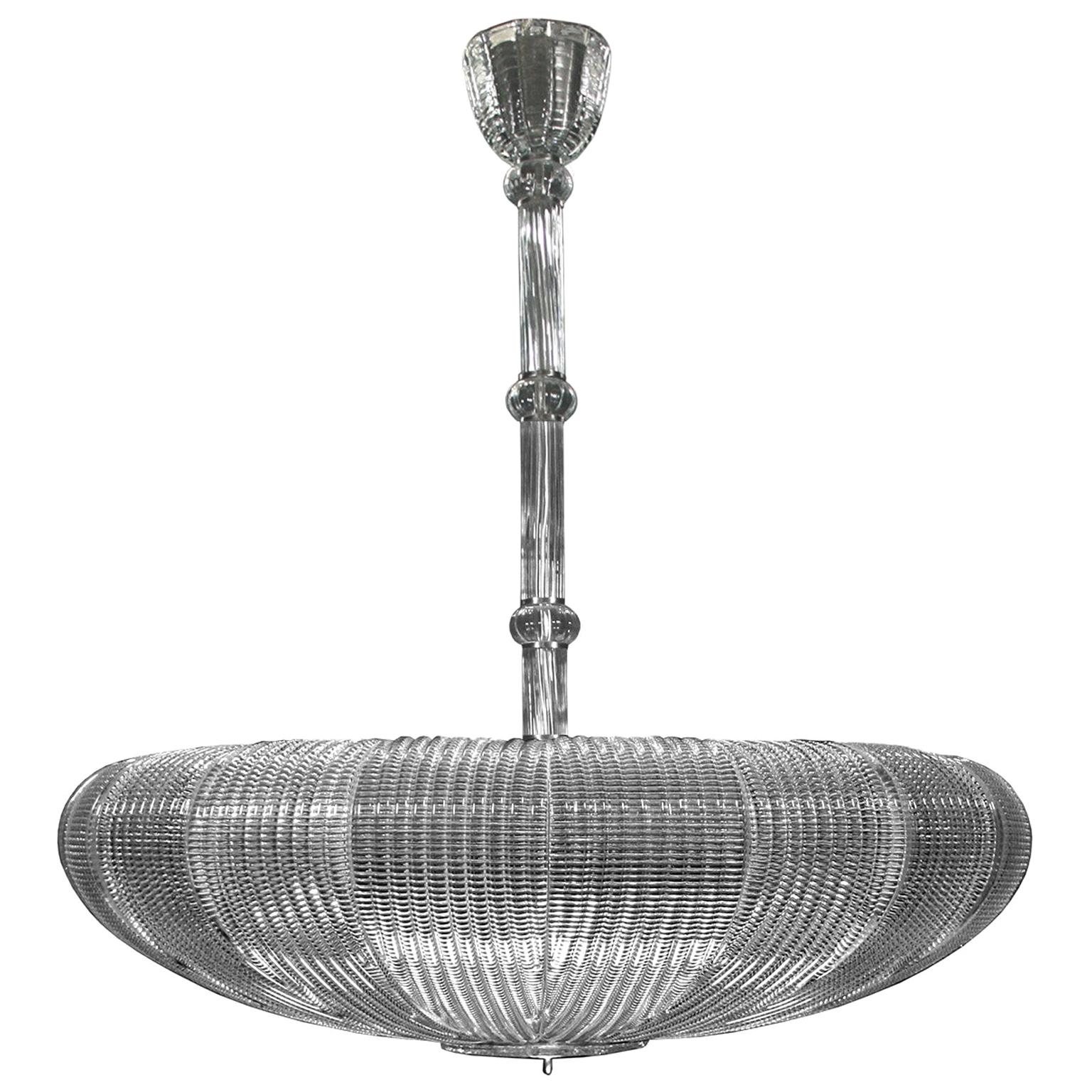 21st Century Luxury Chandelier Clear Glass Handmade Plates by Multiforme For Sale