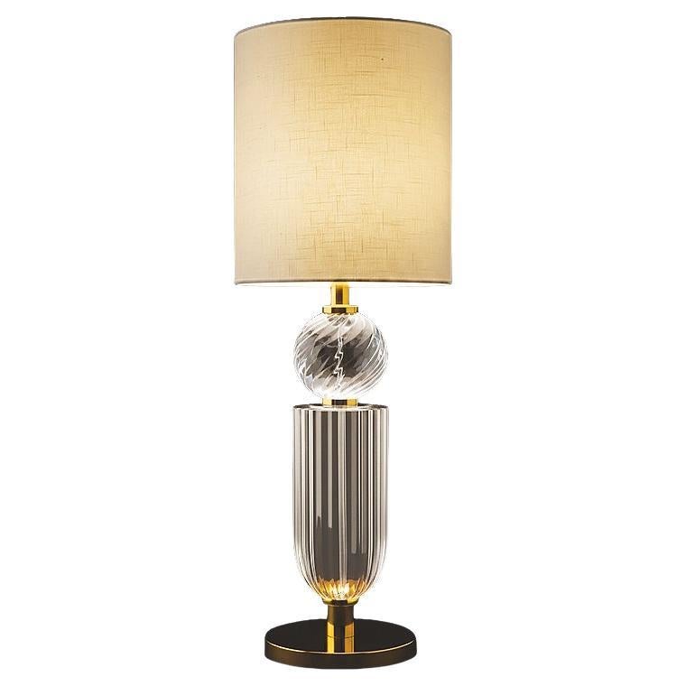 Modern Crystal Table Lamp by Oggetti D'Arte, Ribbed Design, Italy