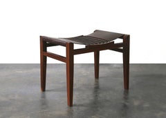 21st Century Luzio Slung Leather Stool in Argentine Rosewood with Cording