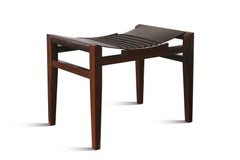 21st Century Luzio Slung Leather Stool in Argentine Rosewood with Cording