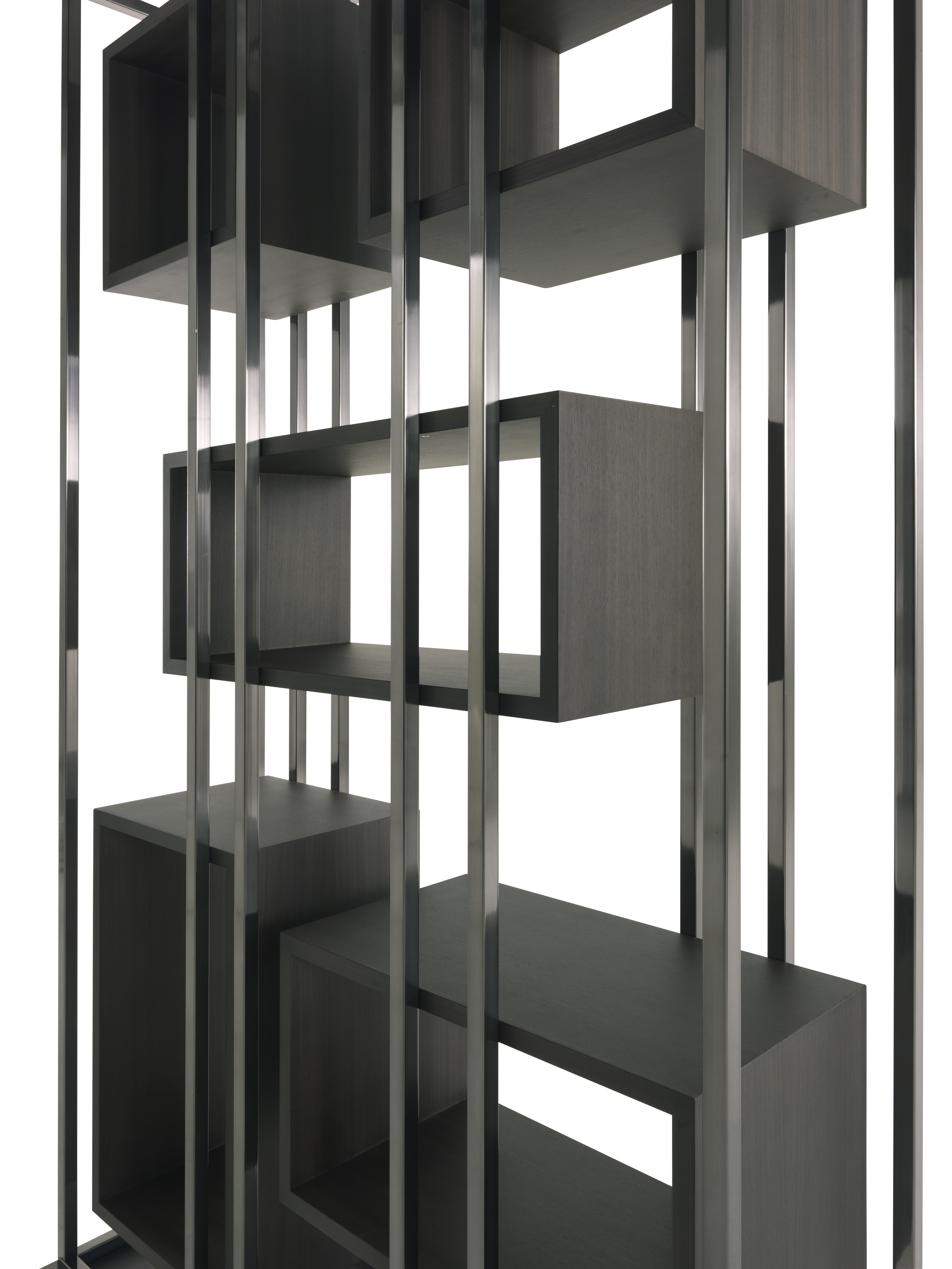 Modern 21st Century Mackintosh Bookcase in Brass and Wood by Gianfranco Ferré Home For Sale