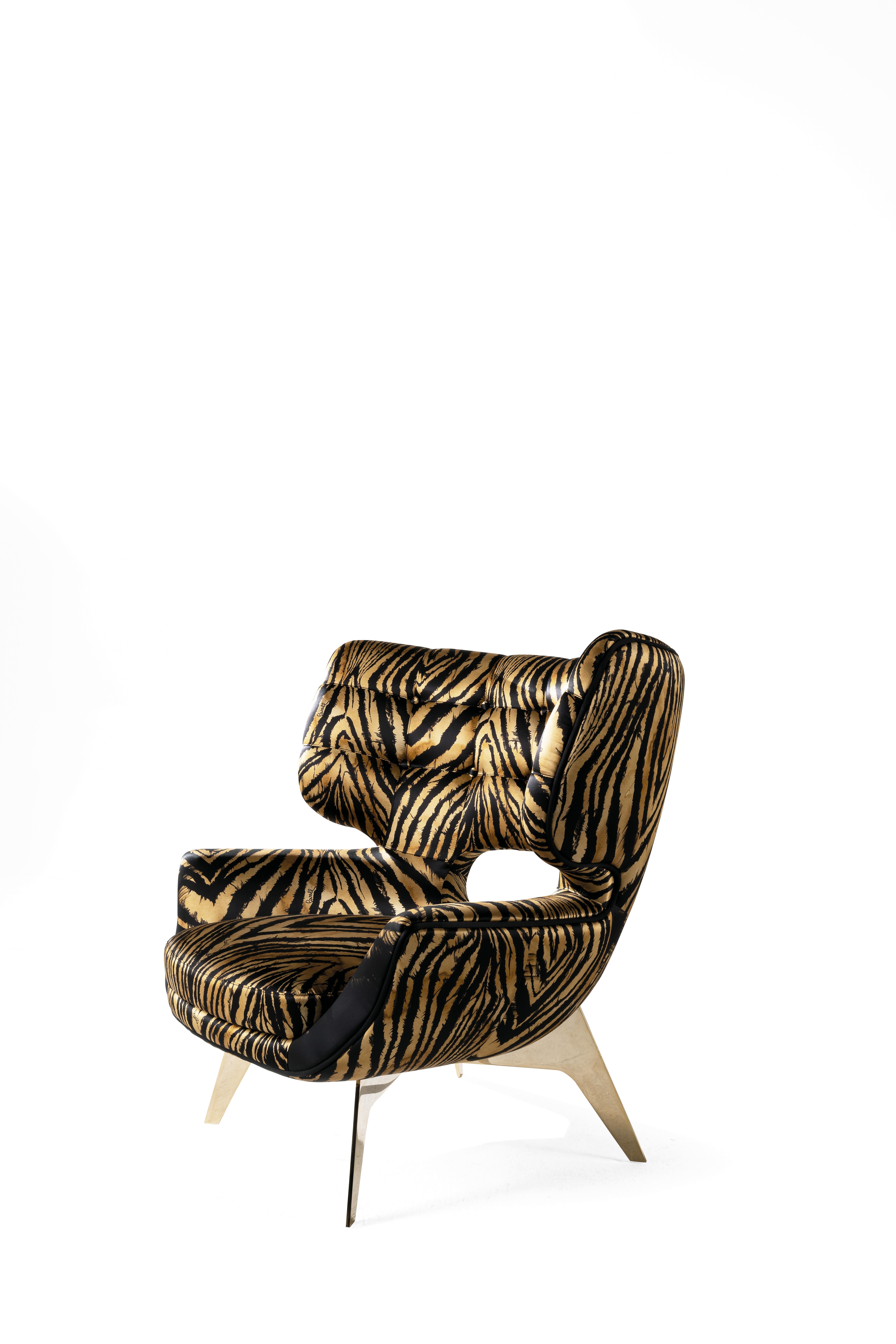 Modern 21st Century, Maclaine Armchair in Silk by Roberto Cavalli Home Interiors For Sale