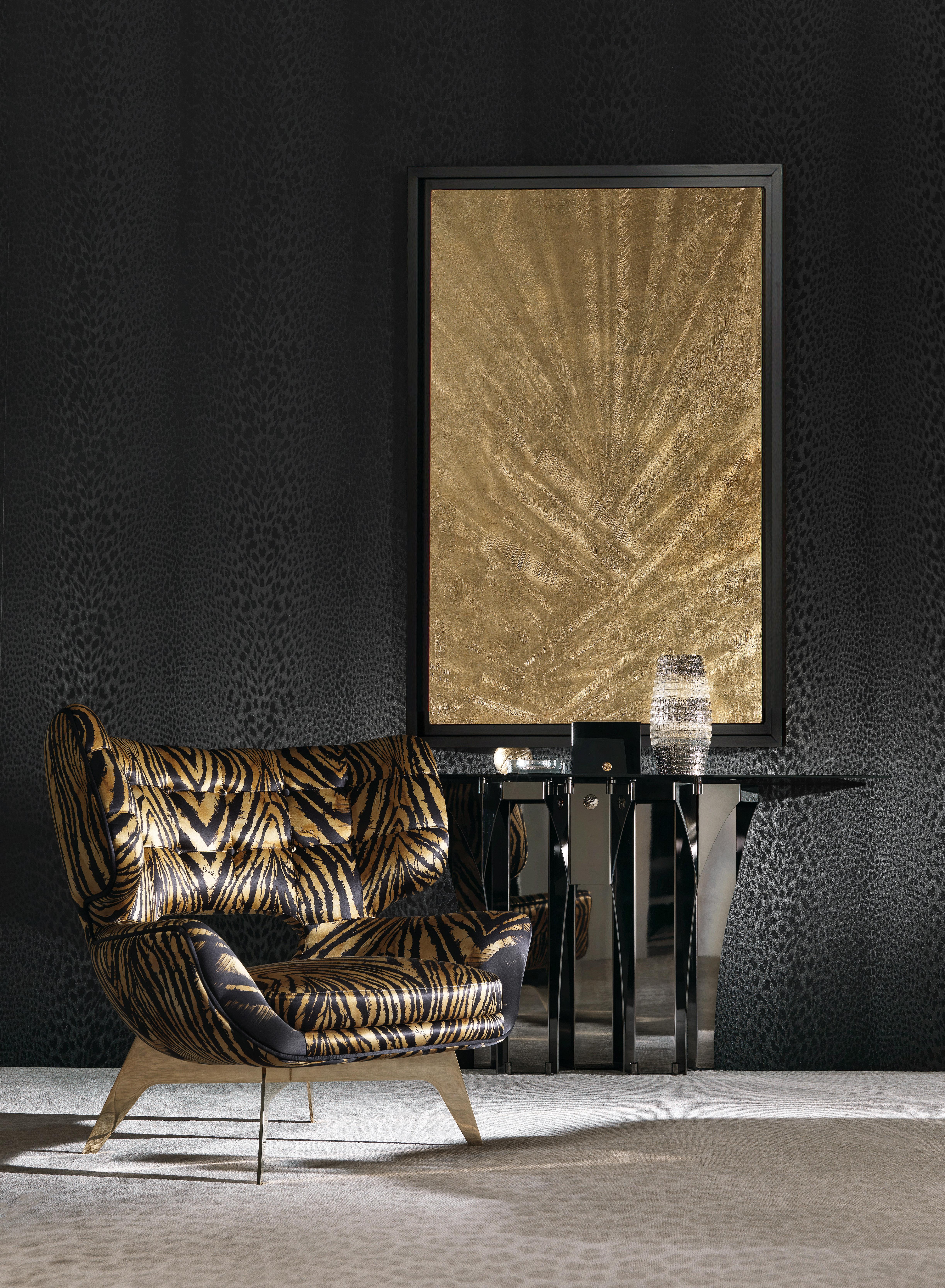 Contemporary 21st Century, Maclaine Armchair in Silk by Roberto Cavalli Home Interiors For Sale