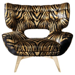 21st Century, Maclaine Armchair in Silk by Roberto Cavalli Home Interiors