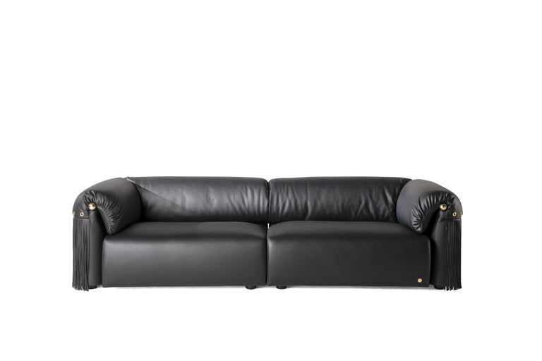 21st Century Malawi Sofa in Black Leather by Roberto Cavalli Home Interiors For Sale at 1stDibs