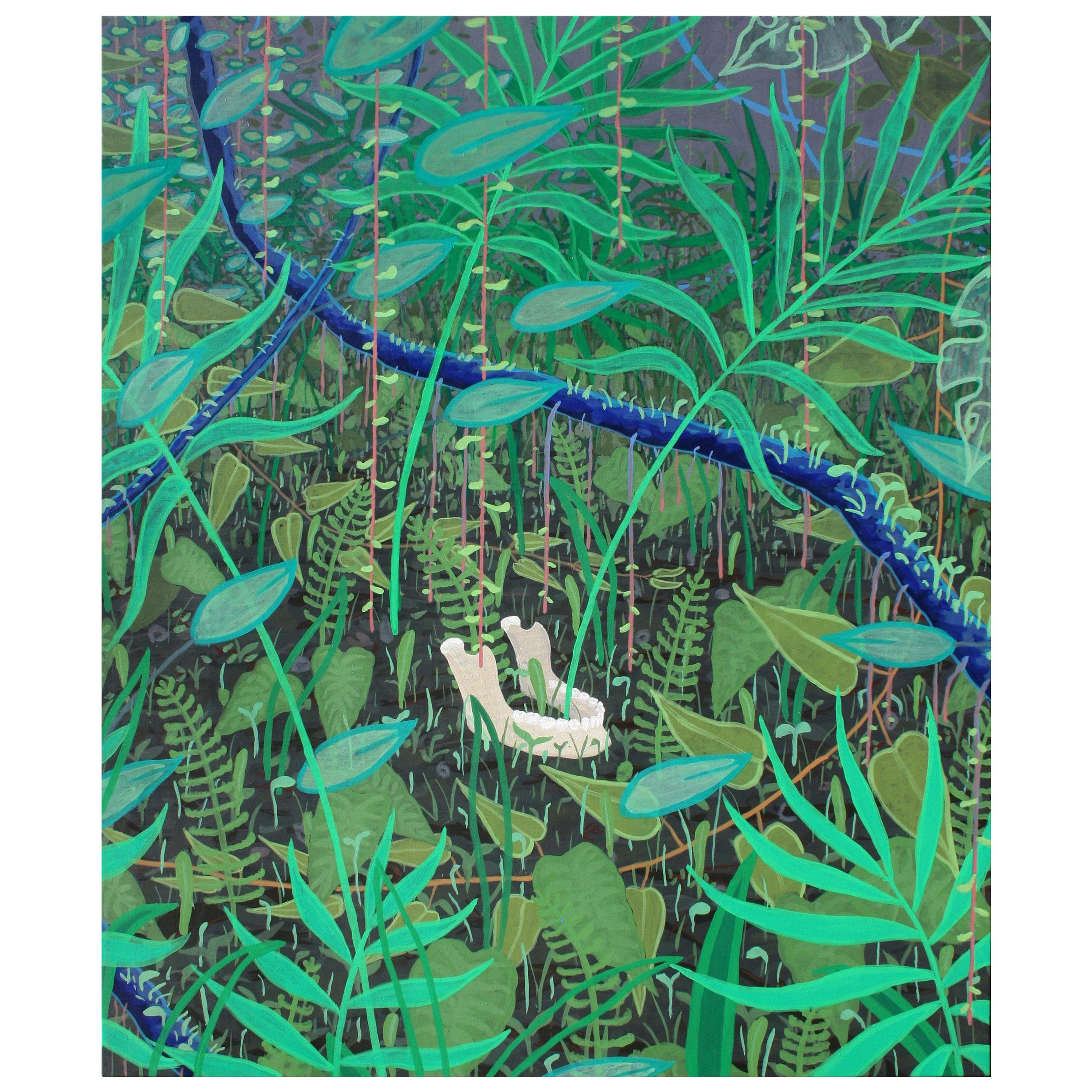 Modern "Mandibola" Jaw in Jungle Painting by Marcantonio, Acrylic on Canvas For Sale