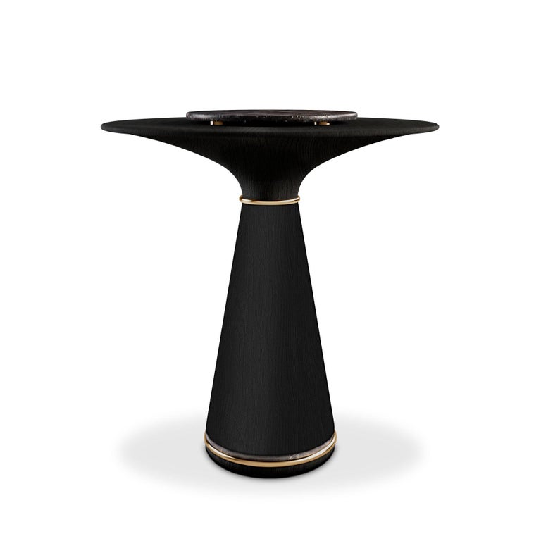 21st Century Manhattan XL Bar Table Black Stained Ashwood Brass Grey