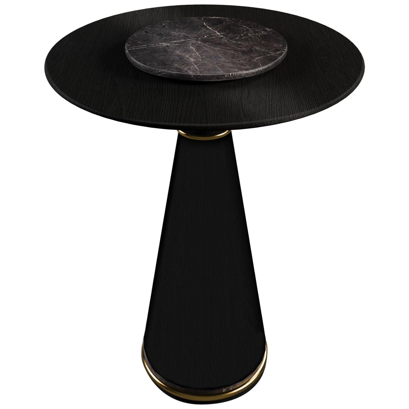 21st Century Manhattan XL Bar Table Black Stained Ashwood Brass Grey