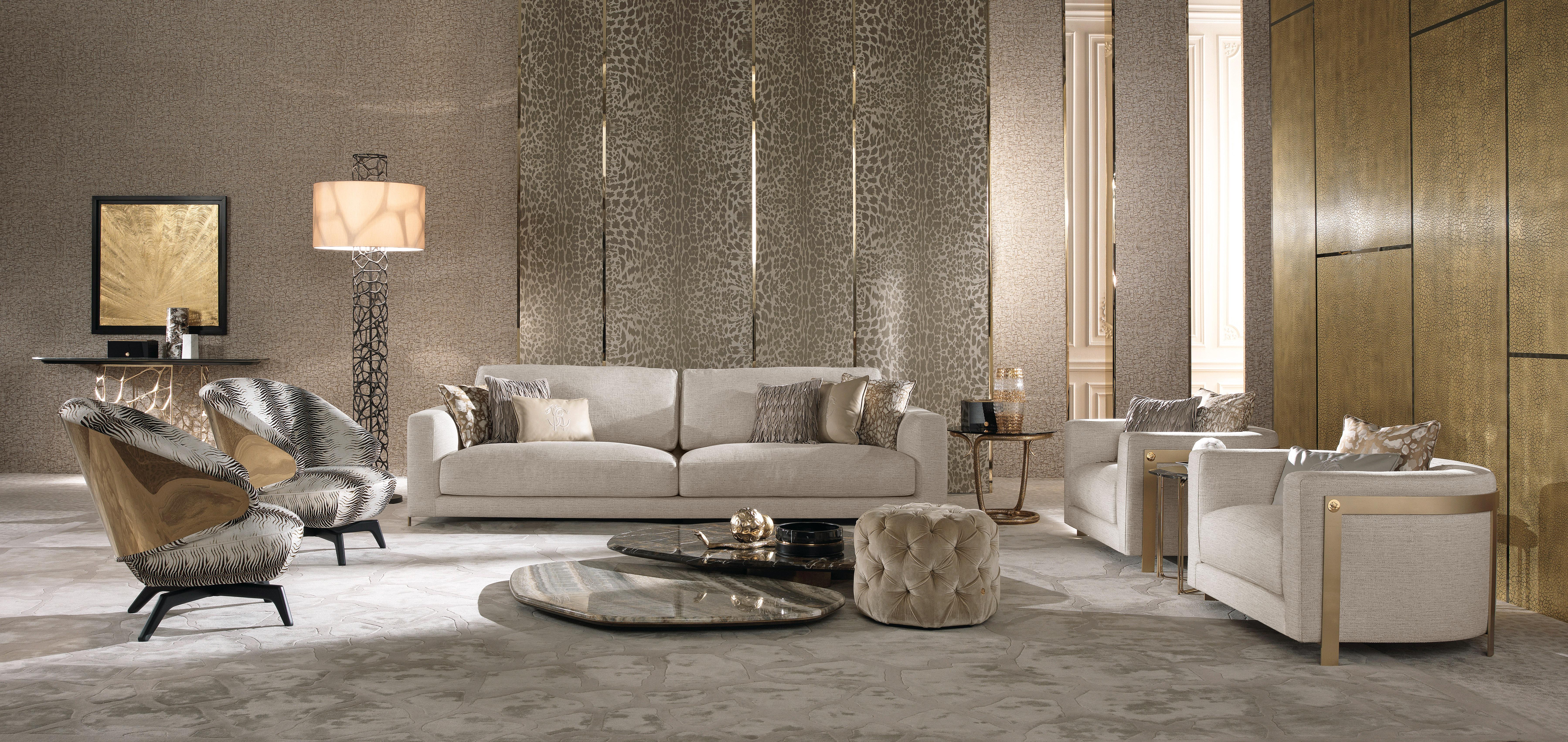Foam 21st Century Manhattan Sofa in Fabric by Roberto Cavalli Home Interiors For Sale