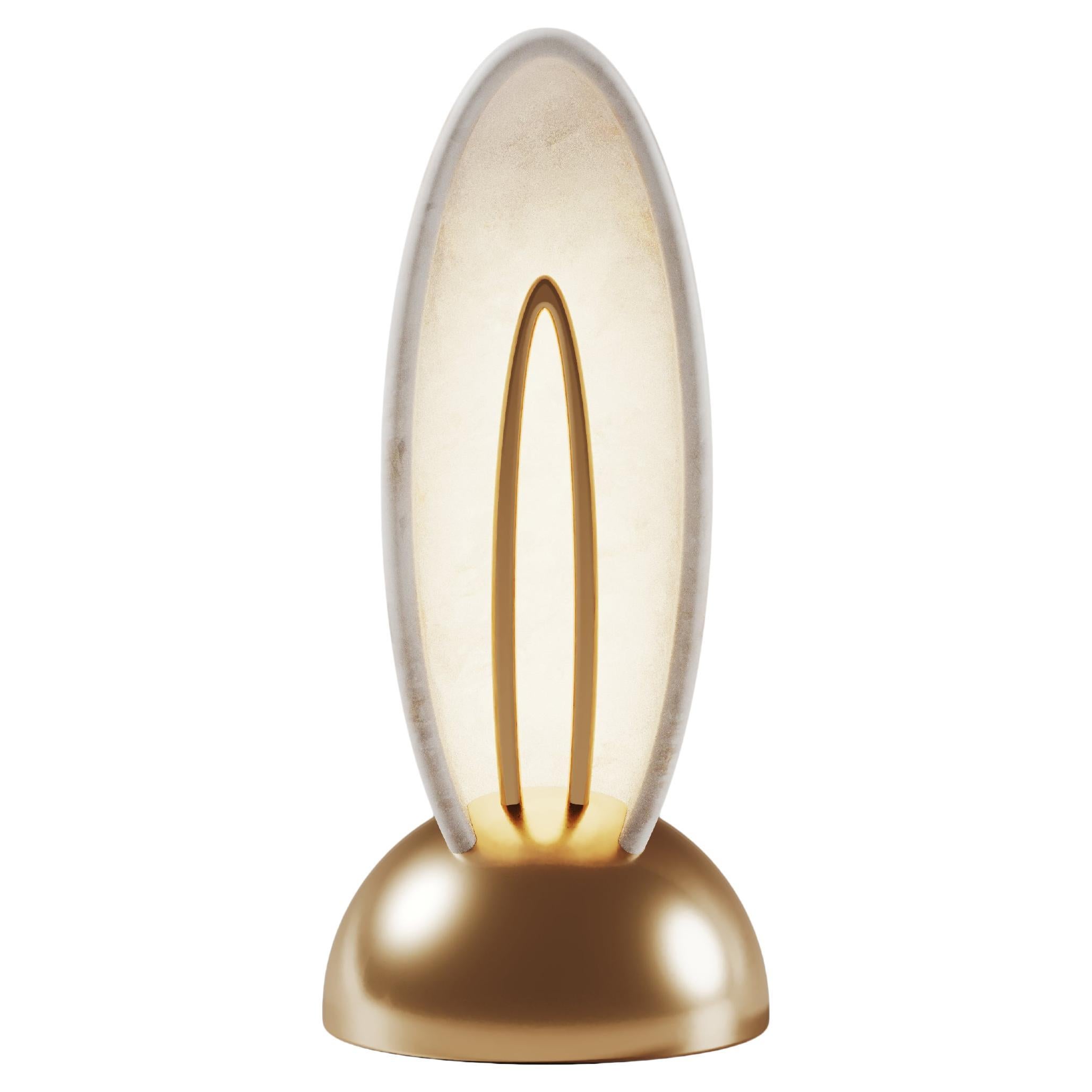 Lampe de bureau Marais III du 21e siècle en laiton et albâtre par Creativemary