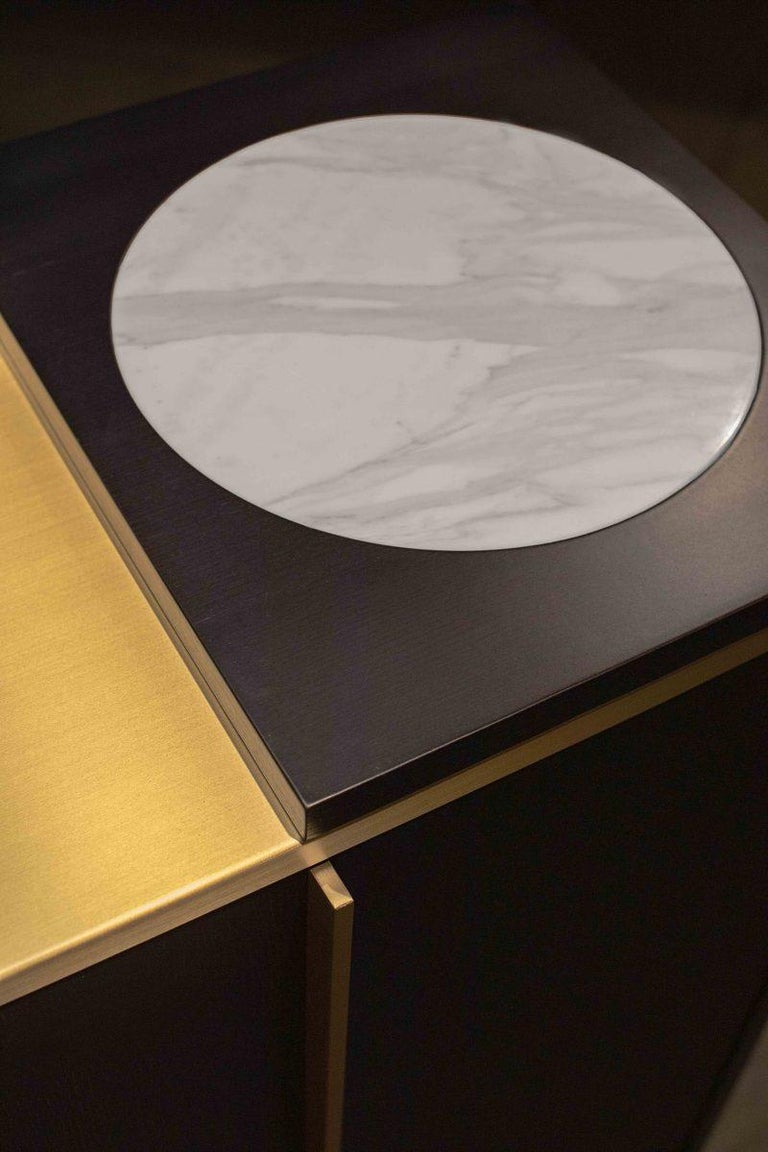 21st Century Marama Sideboard in Black Ash, Satin Brass, Marble, Made in Italy In New Condition For Sale In Nocera Superiore, Campania