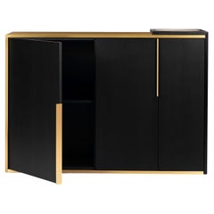 21st Century Marama Sideboard in Black Ash, Satin Brass, Marble, Made in Italy