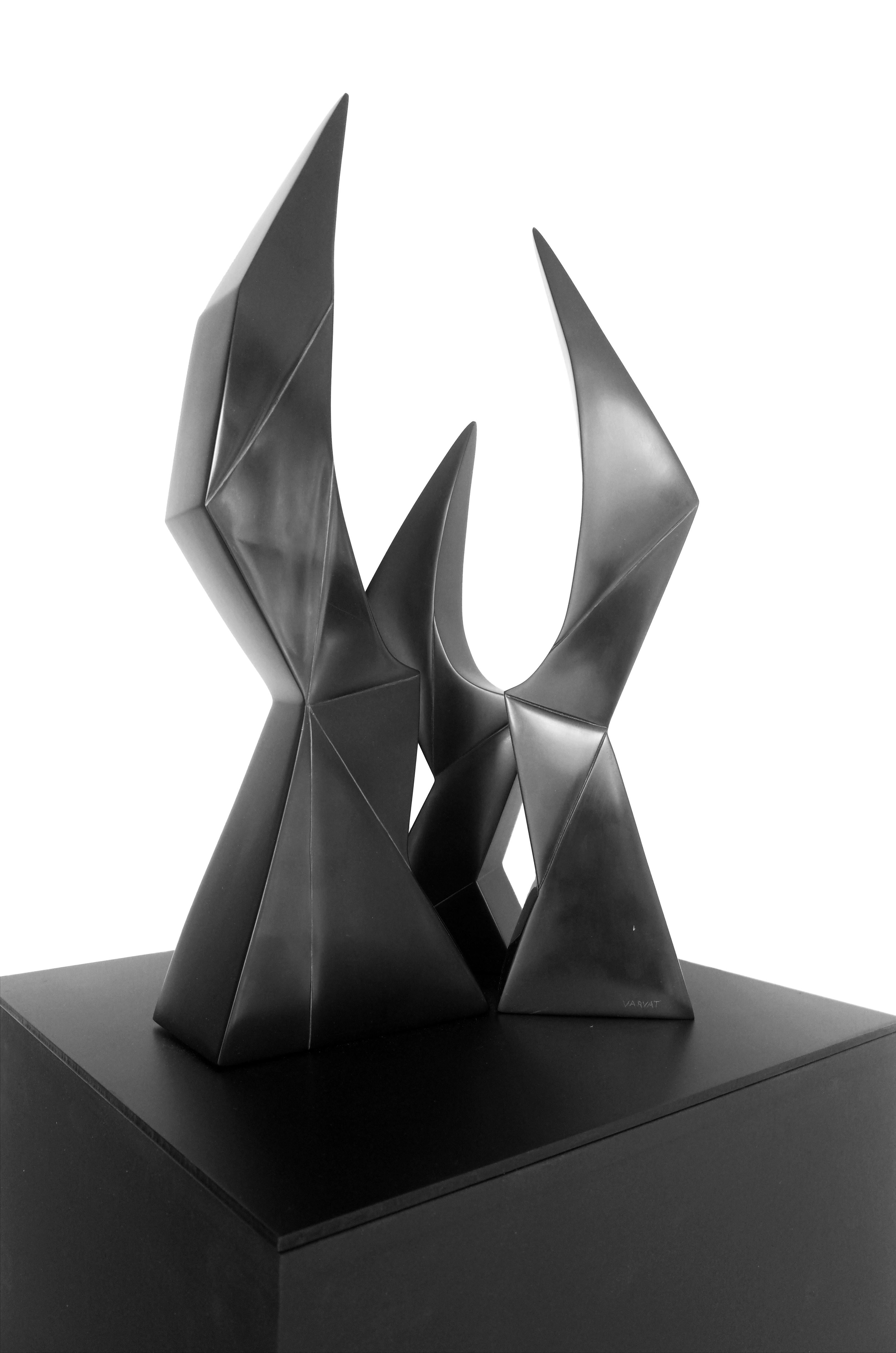 Hand-Carved 21st Century Marble Abstract Sculpture TRILOGUE by Bernard Varvat from France For Sale