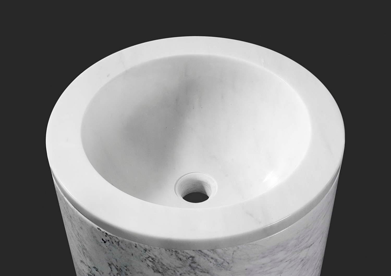 Modern 21st Century Marble Column Washbasin with Shelves and Mirror by D.Silvestrin For Sale