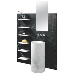 21st Century Marble Column Washbasin with Shelves and Mirror by D.Silvestrin