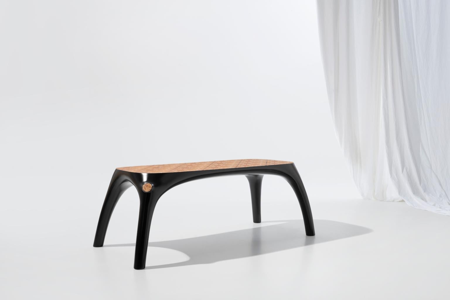 Moderne 21st Century Marcantonio Dining Table Wood Inlay Black Lacquered Scapin en vente
