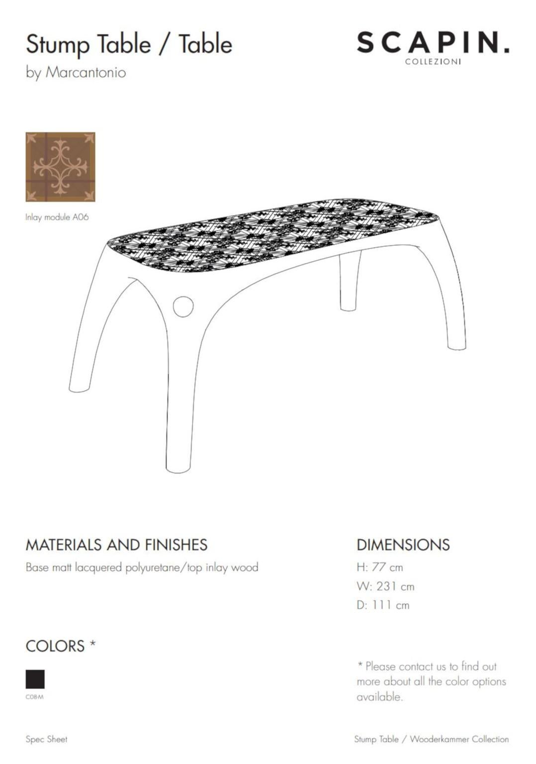 Incrusté 21st Century Marcantonio Dining Table Wood Inlay Black Lacquered Scapin en vente