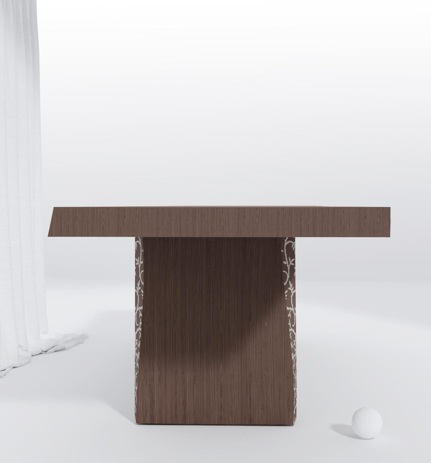Modern 21st Century Marcantonio Dining Table Wood Inlay Bark Table Scapin Collezioni For Sale