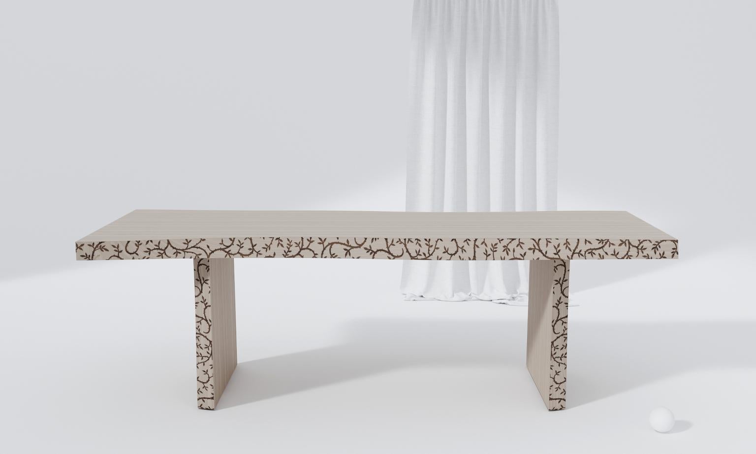 Italian 21st Century Marcantonio Dining Table Wood Inlay Bark Table Scapin Collezioni For Sale