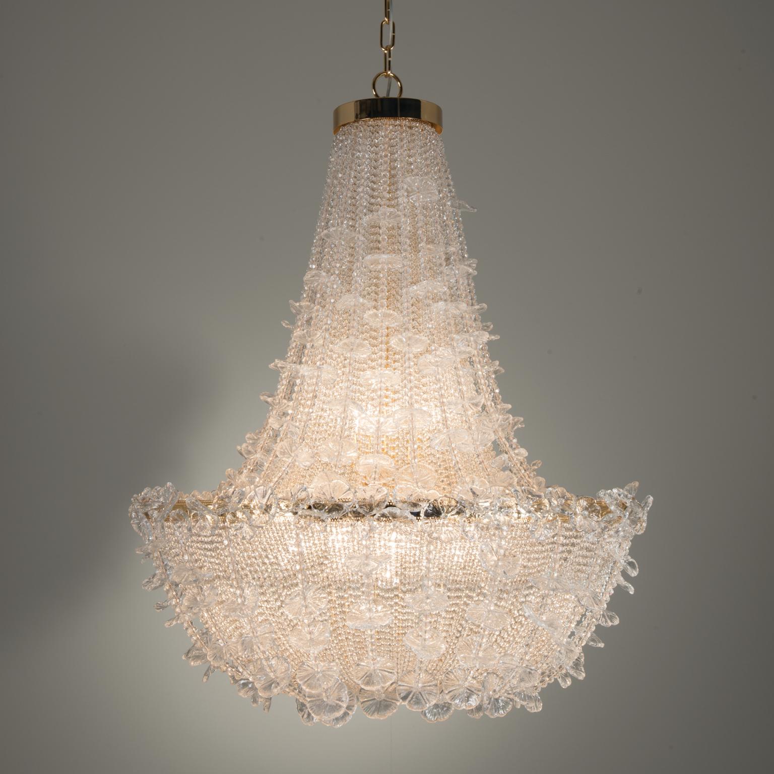 Modern 21st Century Margherita Crystal and Blown Glass Chandelier by Patrizia Garganti For Sale