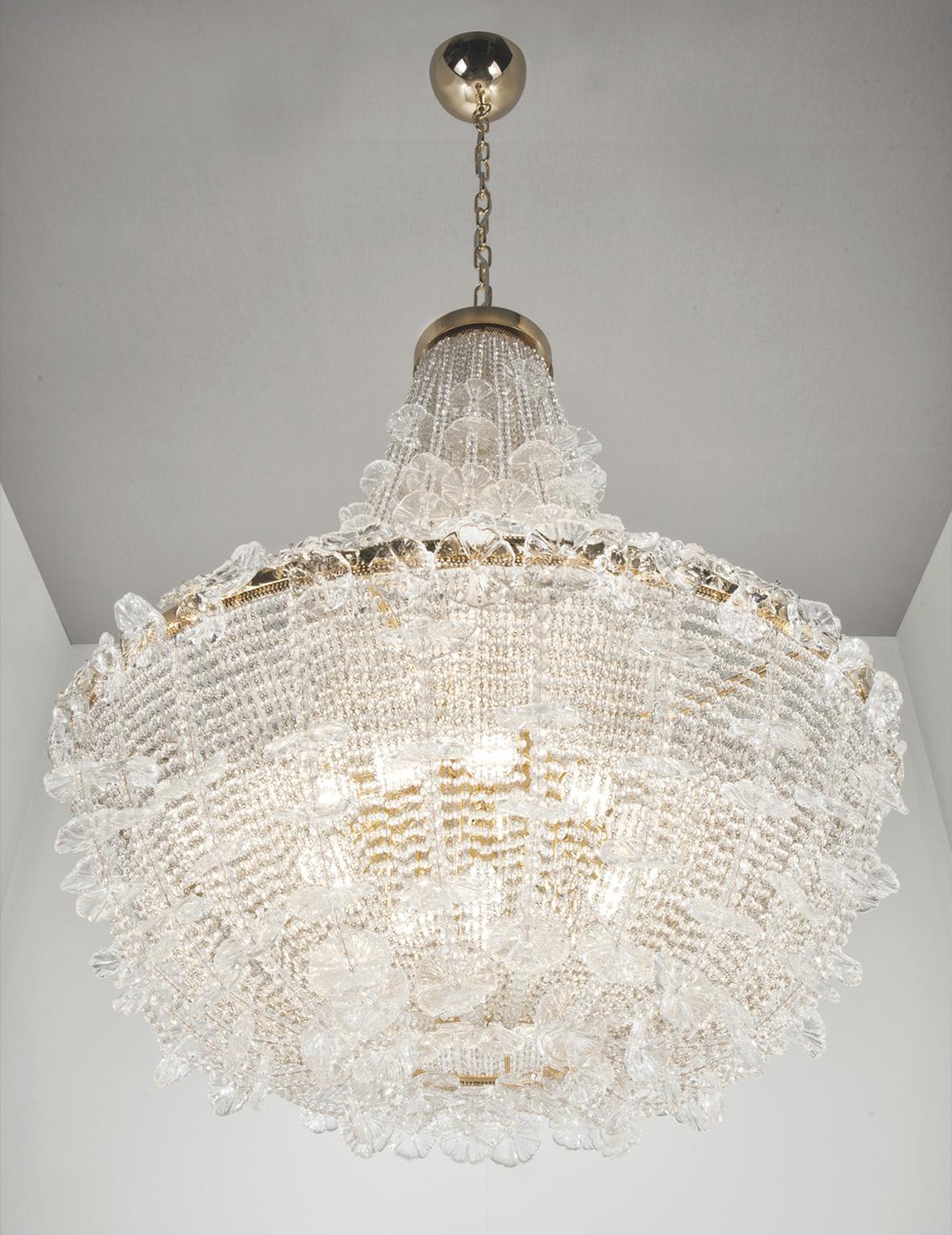 Italian 21st Century Margherita Crystal and Blown Glass Chandelier by Patrizia Garganti For Sale