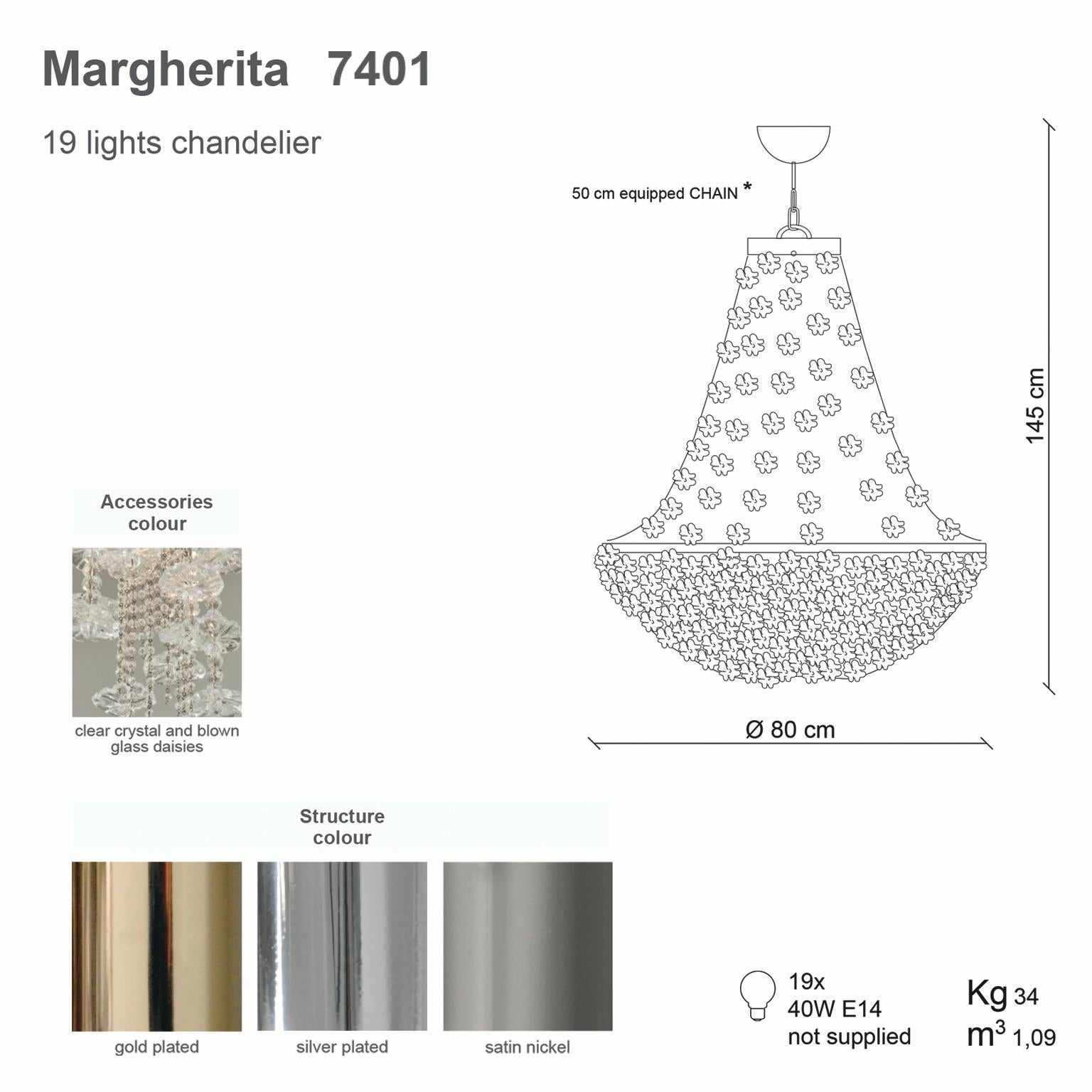 21st Century Margherita Crystal and Blown Glass Chandelier by Patrizia Garganti For Sale 1