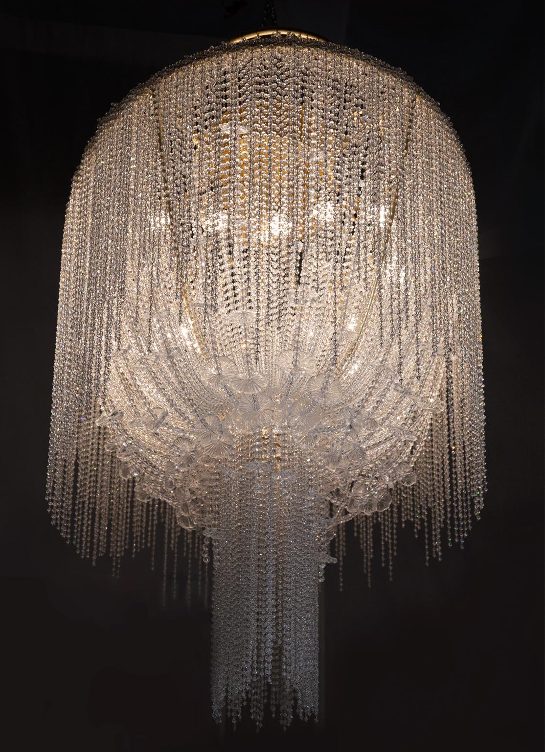 Modern 21st Century Margherita Crystal & Blown Glass Ceiling Lamp by Patrizia Garganti For Sale