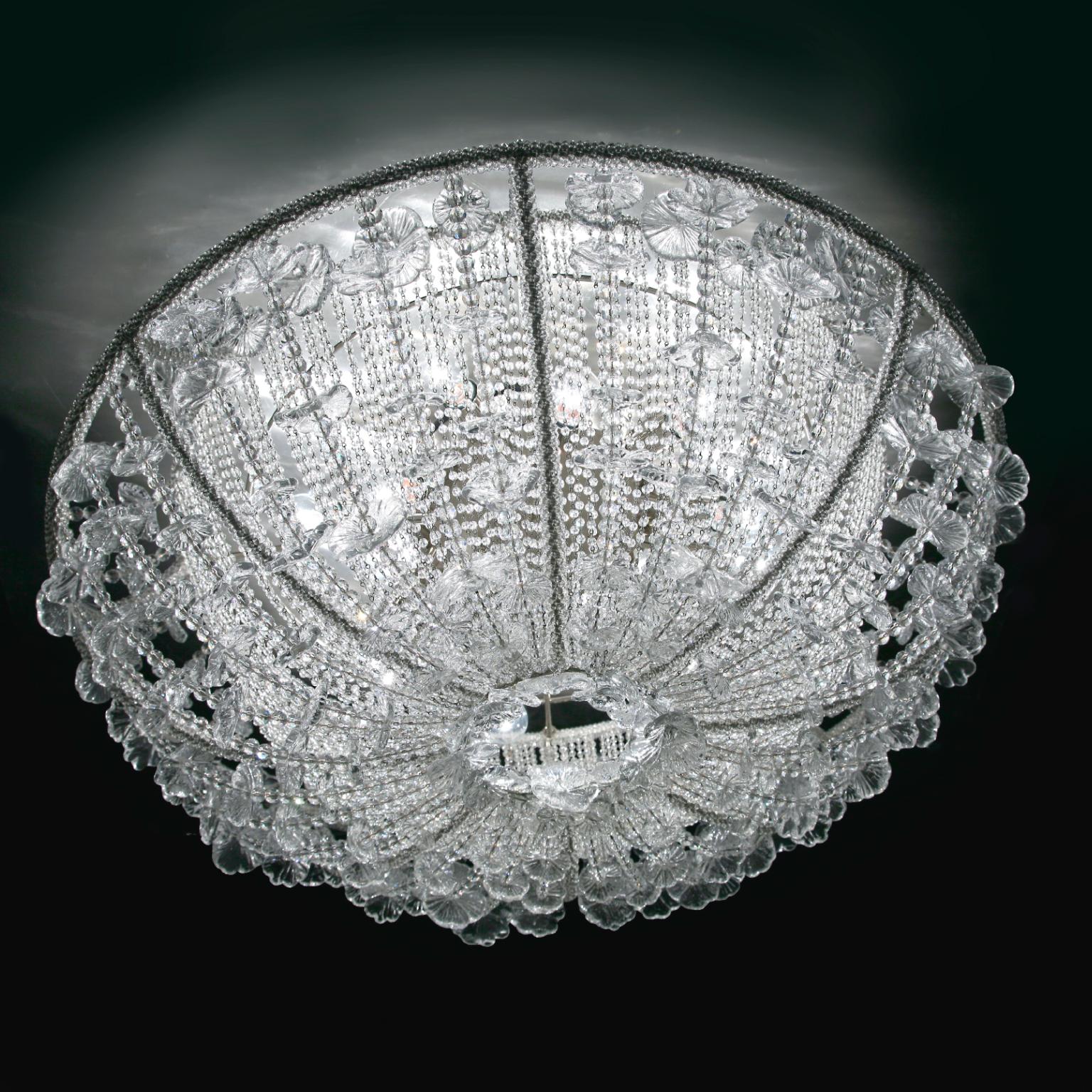 Modern 21st Century Margherita Crystal & Blown Glass Ceiling Lamp by Patrizia Garganti For Sale