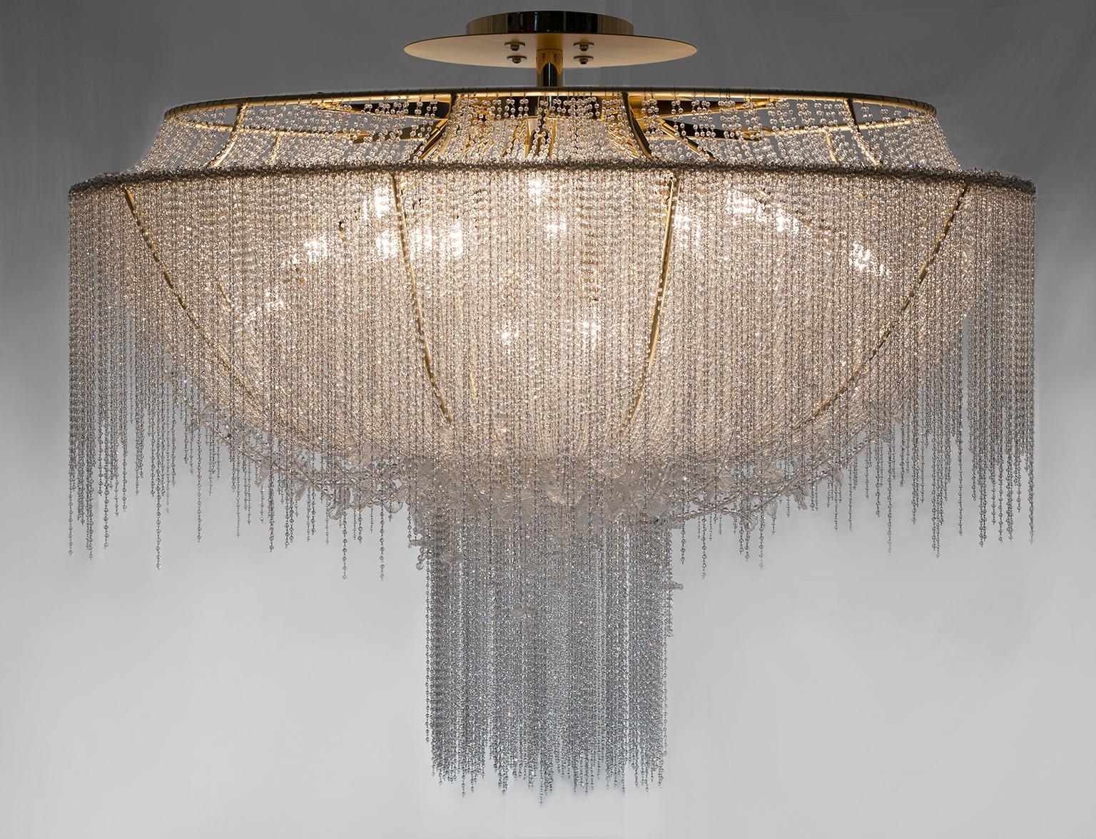 Italian 21st Century Margherita Crystal & Blown Glass Ceiling Lamp by Patrizia Garganti For Sale
