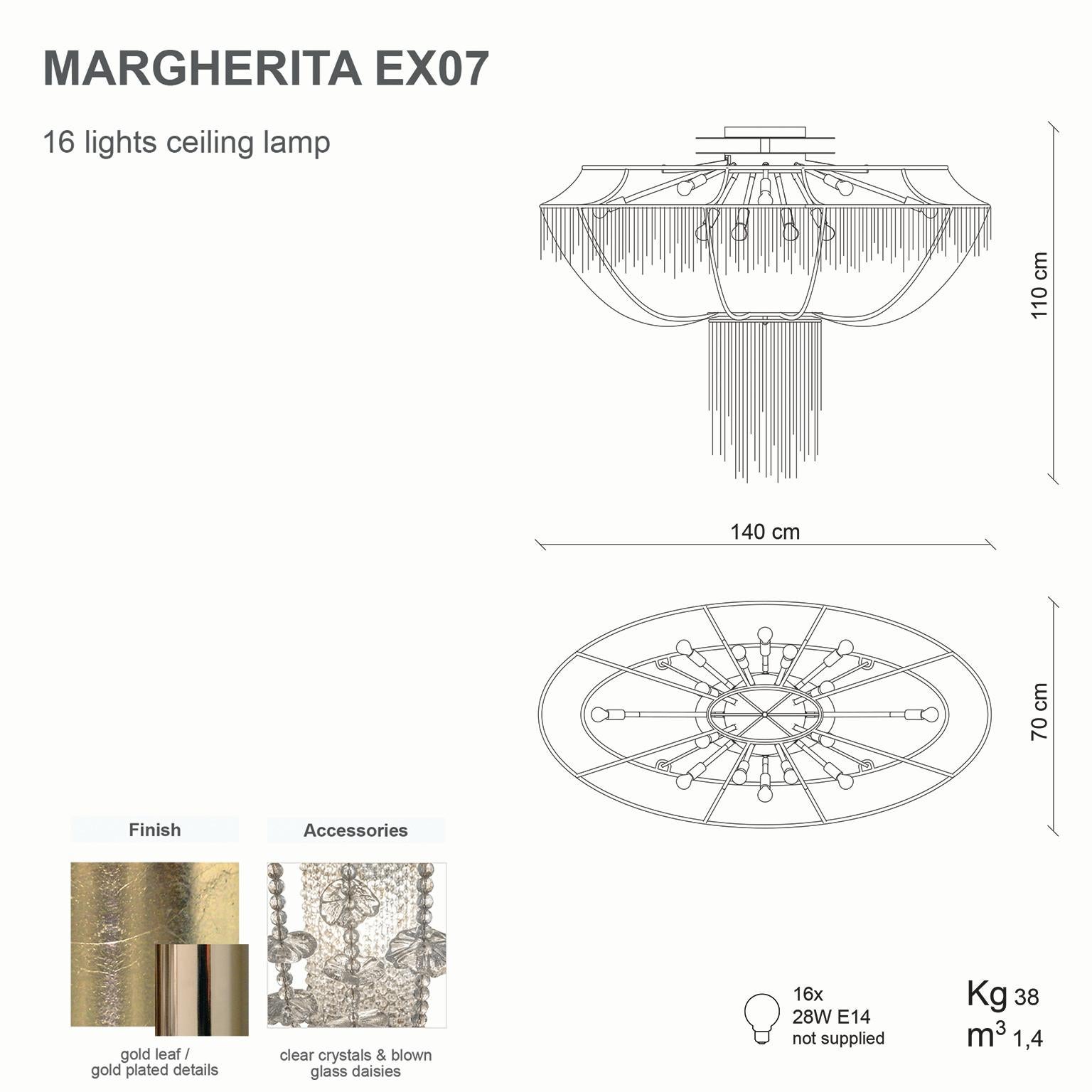 21st Century Margherita Crystal & Blown Glass Ceiling Lamp by Patrizia Garganti For Sale 3