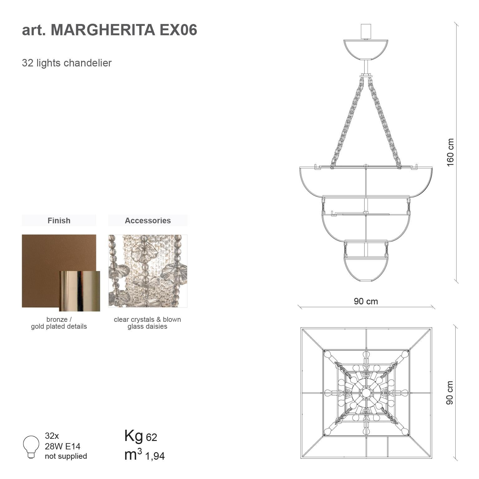 Contemporary 21st Century Margherita Crystal & Blown Glass Chandelier by Patrizia Garganti For Sale