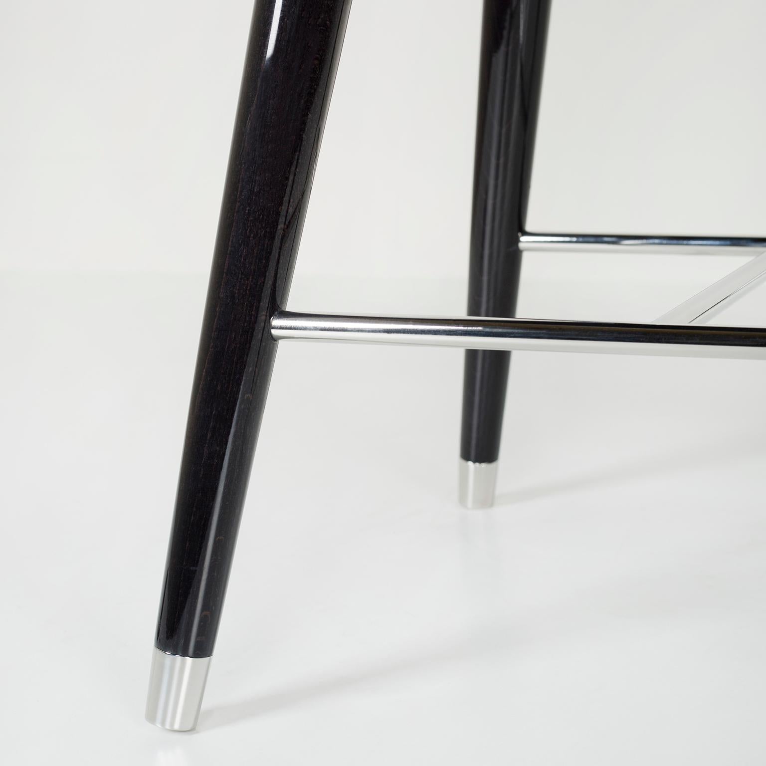 Contemporary Modern Mary Swivel Bar Stool, Black Leather, Handmade in Portugal by Greenapple For Sale