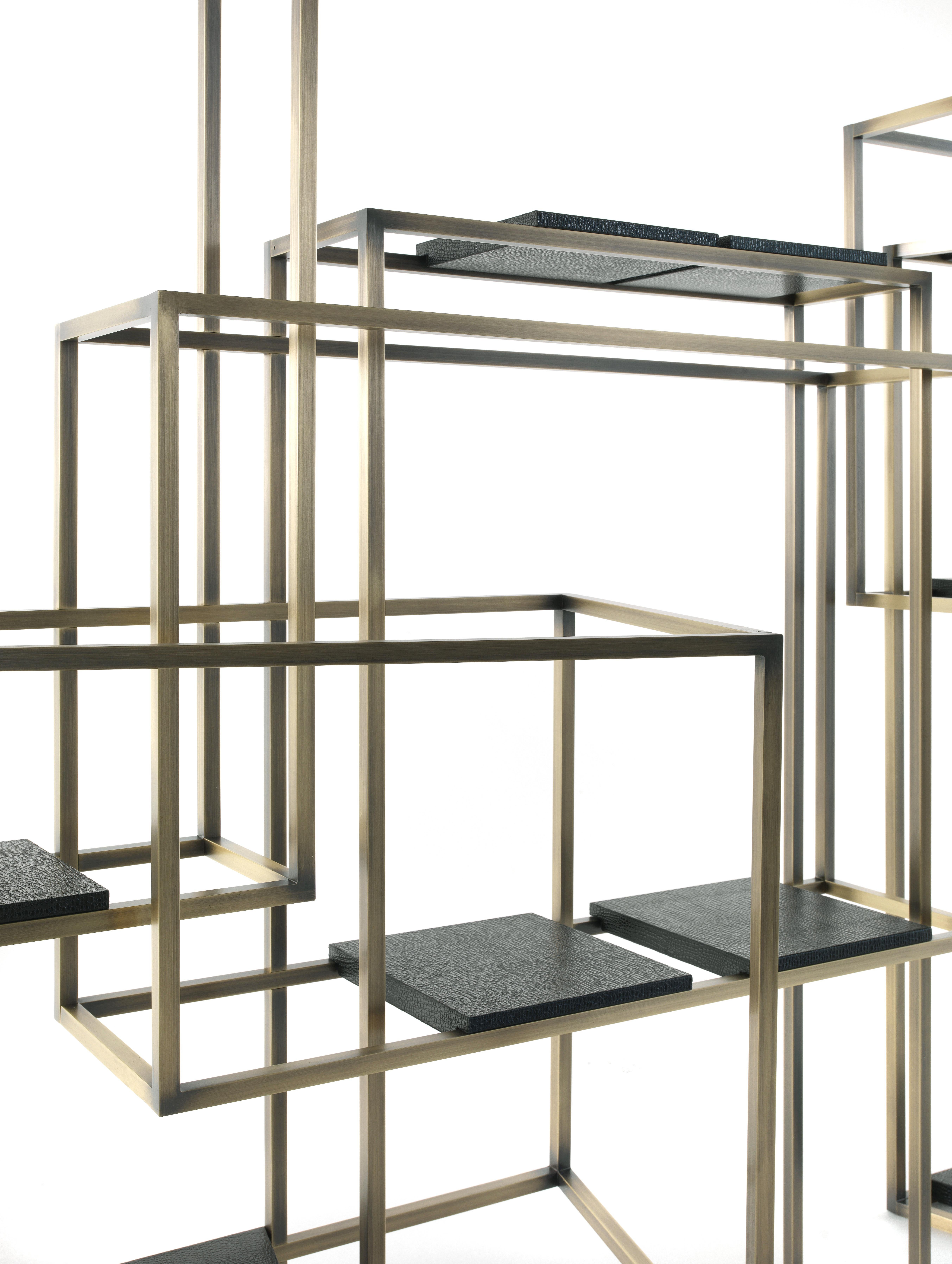 Italian 21st Century Matrix Bookcase in Brushed Bronze finish by Gianfranco Ferré Home For Sale